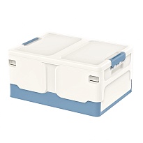 Ящик пластиковый складной белый, дно синее, 480х360х240 мм в Кемерово Ящик пластиковый складной белый, дно синее, 480х360х240 мм в Кемерово