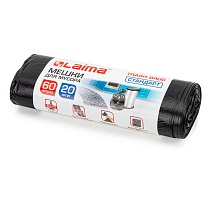 Мешки для мусора 60 л, черные, в рулоне 20 шт., ПНД, 10 мкм, 700х600 мм, LAIMA, 601381 в Кемерово