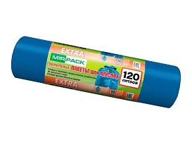 Мешки для мусора 120 л, синие, в рулоне 10 шт., ПНД, 14 мкм, 1100х700 мм, EXTRA, ex1201802 в Кемерово