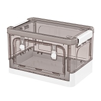 Ящик пластиковый складной прозрачный коричневый, дно белое, 360х235х230 мм, с колесиками в Кемерово