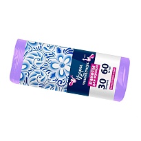 Мешки для мусора 30 л, сиреневые, в рулоне 60 шт., ПНД, 6 мкм, 560х480 мм, Узоры Чистоты, МУ4251 (МН 30-60сир) в Кемерово