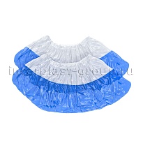 Бахилы бело-синие 1000 шт (500 пар), 48 мкм, двойная подошва, с одной резинкой, Эконом+ в Кемерово Бахилы бело-синие 1000 шт (500 пар), 48 мкм, двойная подошва, с одной резинкой, Эконом+ в Кемерово