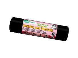Мешки для мусора 180 л, ароматизированные, черные, в рулоне 10 шт., ПВД, 50 мкм, 1100х930 мм, EXTRA black, 18008301 в Кемерово