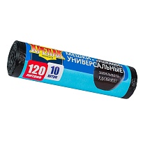 Мешки для мусора 120 л, с ушками, черные, в рулоне 10 шт., ПНД, 15 мкм, 1100х700 мм, Крепак, 4607075710474 в Кемерово