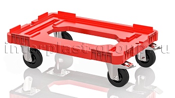 Тележка пластиковая с отверстием 2 колеса с тормозом красная в Кемерово