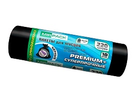 Мешки для мусора 220 л, черные, в рулоне 10 шт., ПВД, 45 мкм, 1250х930 мм, PREMIUM+, 2201068 в Кемерово