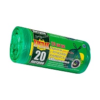 Мешки для мусора 20 л, биоразлагаемые, с ручками, черные, в рулоне 30 шт., ПНД, 10 мкм, 550х440 мм, Крепак, 4607075710047 в Кемерово