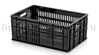 Ящик для молока, мяса, овощей и фруктов большая перфорация дно сплошное черный в Кемерово Ящик для молока, мяса, овощей и фруктов большая перфорация дно сплошное черный в Кемерово