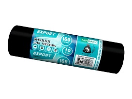 Мешки для мусора 160 л, ароматизированные, черные, в рулоне 10 шт., ПВД, 80 мкм, 1100х930 мм, EXPORT, exp16010142 в Кемерово