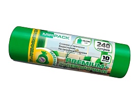 Мешки для мусора 240 л, ароматизированные, зеленые, в рулоне 10 шт., ПВД 45 мкм, 1300х930 мм, PREMIUM+, 240108301 в Кемерово Мешки для мусора 240 л, ароматизированные, зеленые, в рулоне 10 шт., ПВД 45 мкм, 1300х930 мм, PREMIUM+, 240108301 в Кемерово