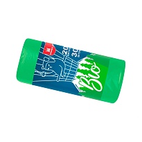 Мешки для мусора 20 л, биоразлагаемые, зеленые, в рулоне 30 шт., ПНД, 8 мкм, 500х400 мм, БИО, МБ2097 (МНБ 20-30ж) в Кемерово