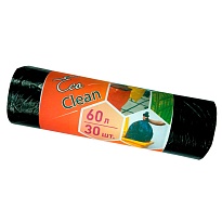 Мешки для мусора 60 л, черные, в рулоне 30 шт., ПНД, 6 мкм, 640х580 мм, Концепция Быта EcoClean, 603890 в Кемерово