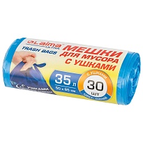 Мешки для мусора 35 л, с ушками, синие, в рулоне 30 шт., ПНД, 11 мкм, 650х500 мм, LAIMA ULTRA, 607684 в Кемерово
