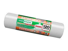 Мешки для мусора 120 л, белые, в рулоне 10 шт., ПНД, 14 мкм, 1100х700 мм, EXTRA, ex1201803 в Кемерово