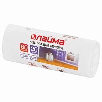 Мешки для мусора 60 л, белые, в рулоне 20 шт., ПНД, 7 мкм, 680х580 мм, LAIMA, 605539 в Кемерово