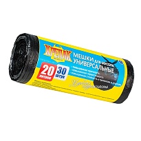 Мешки для мусора 20 л, черные, в рулоне 30 шт., ПНД, 10 мкм, 550х440 мм, Крепак, 4607075710092 в Кемерово