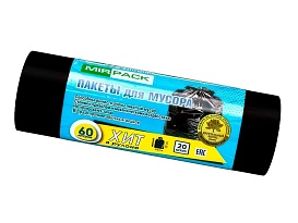 Мешки для мусора 60 л, ароматизированные, черные, в рулоне 20 шт., ПНД, 8 мкм, 800х600 мм, ХИТ, 6020867 в Кемерово